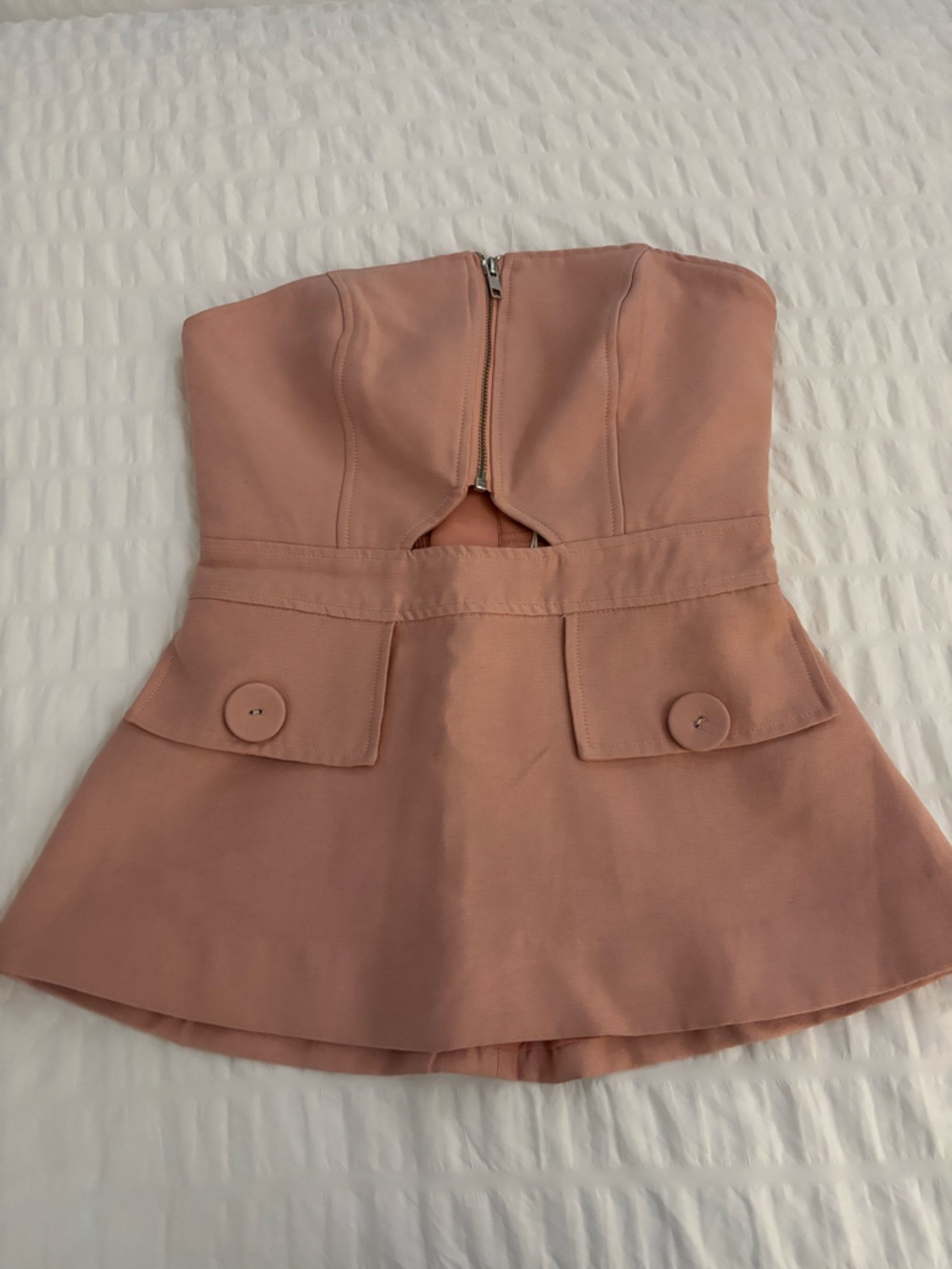 Strapless Blush Pink Peplum Top